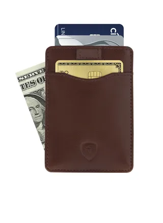 Slim Wallet for Men Women  Card Holder with RFID Protection Minimalist Brown 
