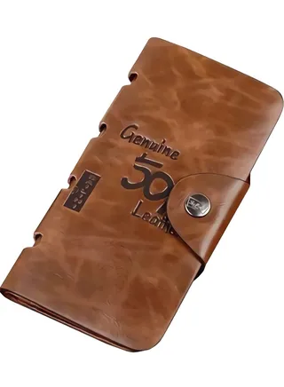 Stylish Bifold Long Slim Wallets - Real Leather RFID Blocking Security 2 ID Window Credit Card Holder for Men Women 