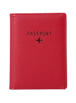 Solid Color Multifuntional Passport Wallet Red 
