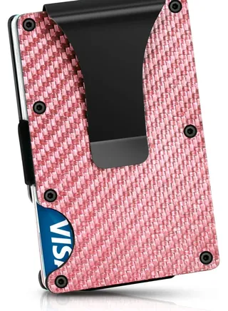 Fubq RFID Carbon Fiber Wallets Minimalist Aluminum Metal Money Clip Wallet 