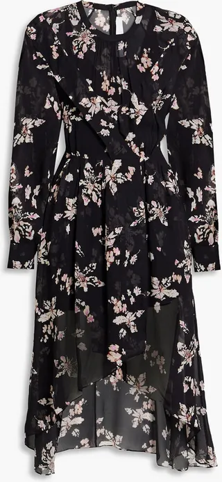 Iliona asymmetric floral-print chiffon dress