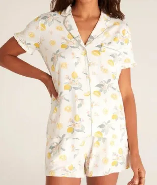Summer Lemon Pj Set in White