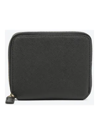 Zipper Closure Multipurpose Wallet Black 