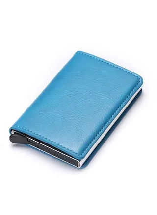 RFID Protection Leather Cover Ultra-Thin Aluminum Case Premium Credit Card Holder Automatic Pop UP Wallet 