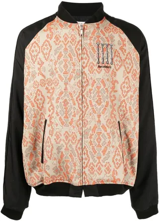 Patterned-Jacquard Bomber Jacket