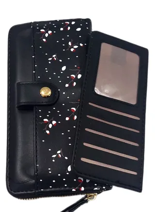 Large Faux Leather Women Wallet Zipper Design With Front Pocket And cards holders 