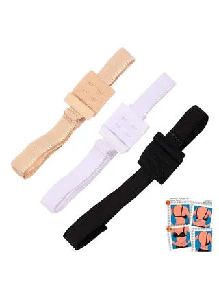 3-Piece Low Back Bra Straps Beige/Black/White 