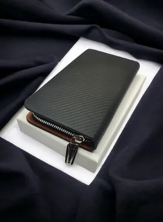 Top-Grain Leather Handbag and Clutch Wallet with Sleek Stylish Texture and Soft Touch - Durable Construction and Secure Closure for Unisex Use in Various Occasions 