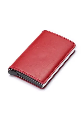 RFID Protection Leather Cover Ultra-Thin Aluminum Case Premium Credit Card Holder Automatic Pop UP Wallet 