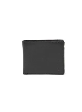 Fashionable Logo Embellished Genuine Leather Bi-Fold Wallet With Card Holder And Coin Pocket 