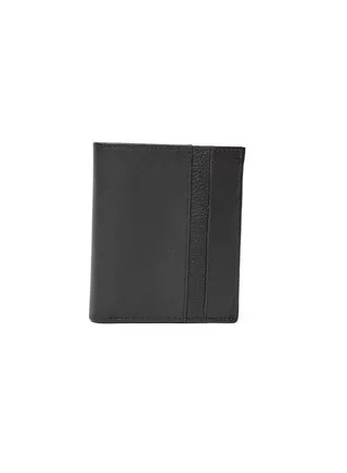 Fashionable Logo Embellished Genuine Leather Bi-Fold Wallet With Card Holder And Coin Pocket 