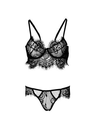 Women's Leisure Bra and Underwear Set Sweet Lingerie Underwire Romantic Soft Lace Push Up Three-quarter Cup Bras 