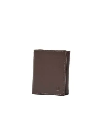 Fashionable Logo Embellished Genuine Leather Tri-Fold Wallet With Card Holder And Id Window 