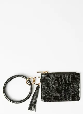Stylish Tassel Detail Card Holder Black 