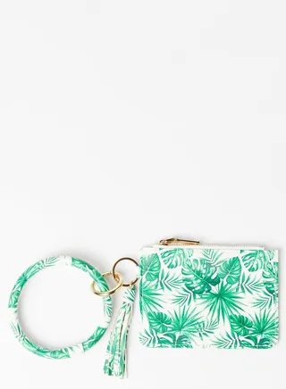 Tassel Detail Card Holder Green/White 