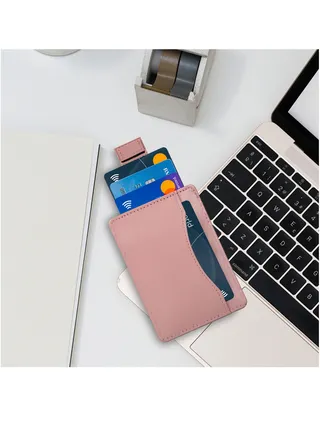 Slim Wallet for Men Women  Card Holder with RFID Protection Minimalist Pink 