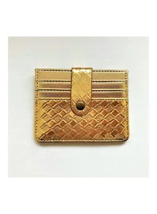 Woven Pattern Card Holder Gold 