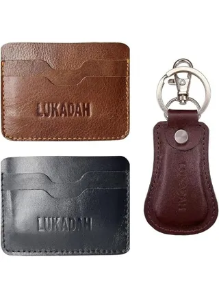 Premium Quality Genuine Leather Ultra Slim Leather Card Holder-Credit Card Holder-Stylish Premium Leather-Handmade Leather-Professional Business Card Holder (Pack of 3-Card Holder & Key Chain) 