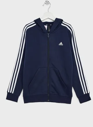 Essentials 3-Stripes Fleece Full-Zip Hoodie 
