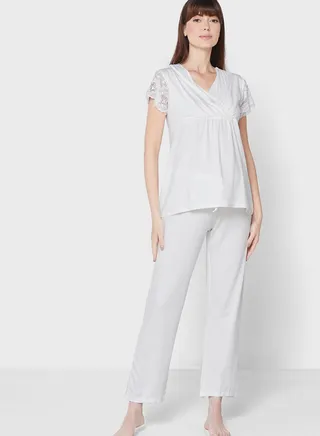 Lace Detail Top & Pyjama Set 