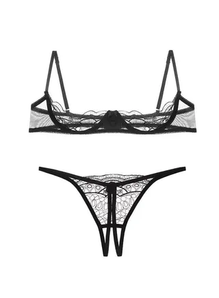 Lace Lingerie Fashion Lingerie Set Open Crotch Bra Underwear Suit 