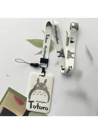Anime ID Card Holder with Neck Strap Lanyard Totoro Painting For Keys Keychain Badge Holder Compatible with Credit Card / Student Card / Bus Transportation Card 
