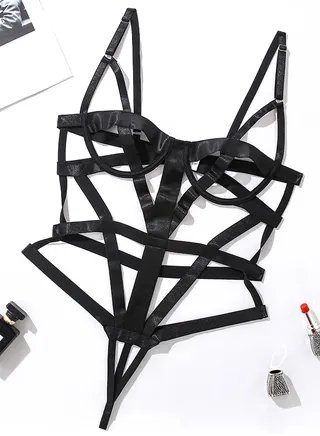 Lingerie Set for Women Cutout Contrast Mesh Lingerie Bra and Panty 