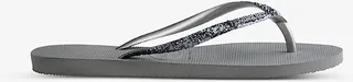 Womens Steel Grey Slim Glitter II Rubber Flip Flops