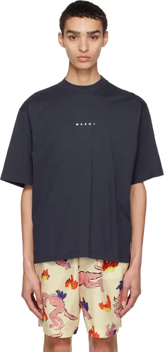 Marni Navy Printed T-Shirt