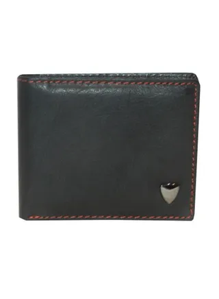 Solid Pattern Leather Wallet Black 