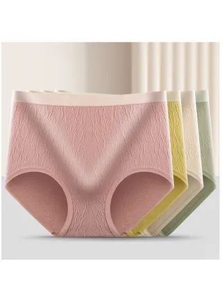 4-Piece Women's Panties Briefs Seamless High Waist Plus Size 
