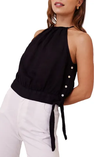 Side Button Halter Tank