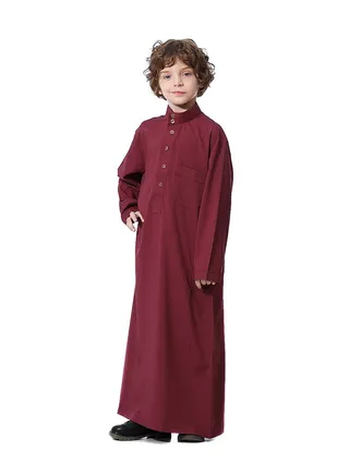Solid Pattern Abaya Wine red 