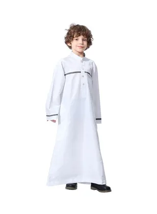 Pack Of 42 Kids High Neck Kandora White/Black 