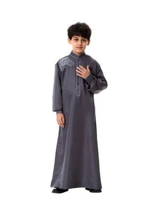 Pack Of 44 Kids High Neck Kandora Grey 