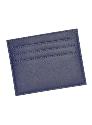 2 Sides Opening PU Slim Card Holder Blue 