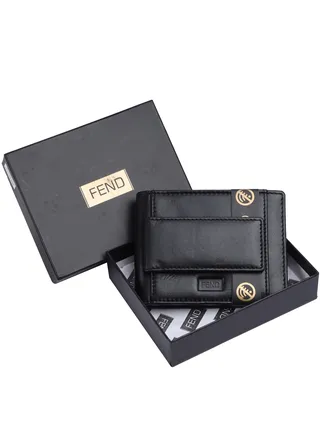 Fend Genuine Leather Card Holder Wallets with RFID Blocking for Men's and Women's Black 