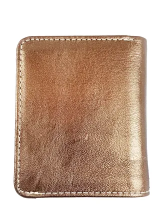 Premium 100% Genuine Sheep Leather Wallet for Women Soft Metallic Brown Golden Leather ID Card & Credit Card Slots Fashionable Ladies Wallet 