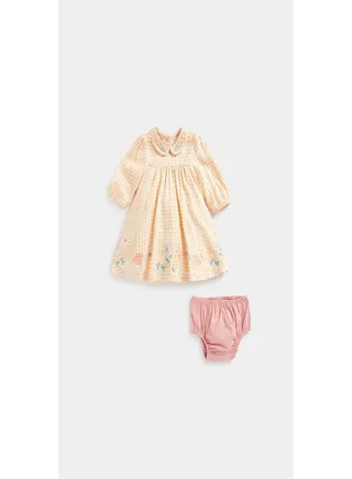 Gingham Woven Dress and Knickers Set 