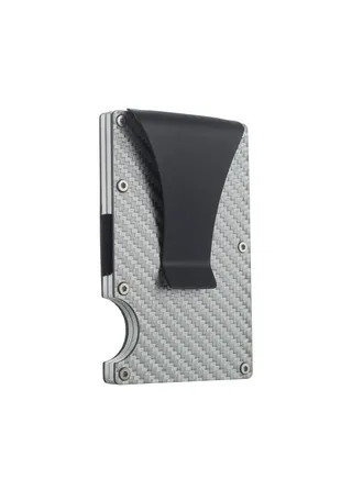 Metal Wallet For Men Carbon Fiber Minimalist Slim RFID Blocking with Front Pocket Credit Card Holder Money Clip 