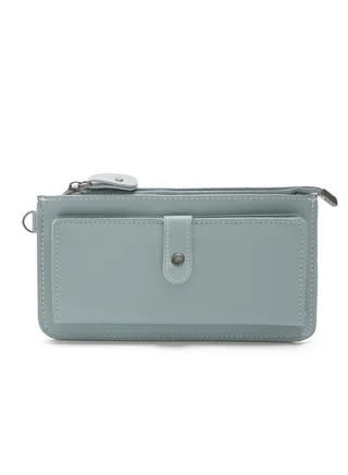 Solid Zip Wallet Blue 