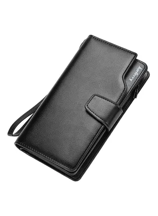 Leather Magnetic Closure Wallet Black 