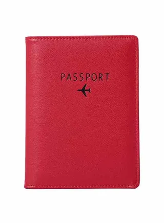 Flap Over Closure Solid Design Passport Wallet Red 