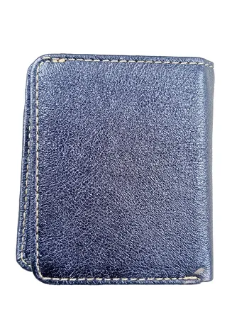 Premium 100% Genuine Sheep Leather Wallet for Women Soft Metallic Navy Blue Leather ID Card & Credit Card Slots Fashionable Ladies Wallet 