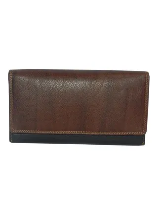Leather Tri-fold Wallet Brown/Black 