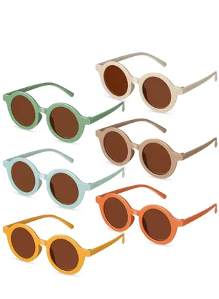 Kids Round Sunglasses Cute Circle Sunglasses for Baby Toddler Infant Polarized Bright Color Frame Sunglasses Kids Sunglasses Retro Outdoor Beach Glasses Sunglasses for Girls Boys Costume 6 Pairs 
