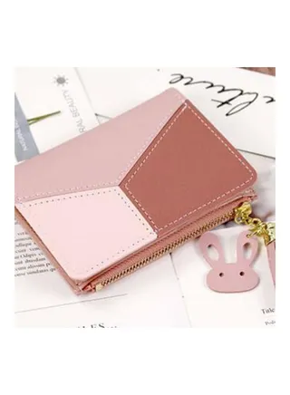 Short Ladies Zipper Wallet Red/Gold 