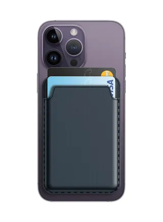 Magnetic Wallet Compatible with MagSafe for iPhone 14/13/12 Series, PU Phone Card Holder, Store 1-2 Cards (Blue) 