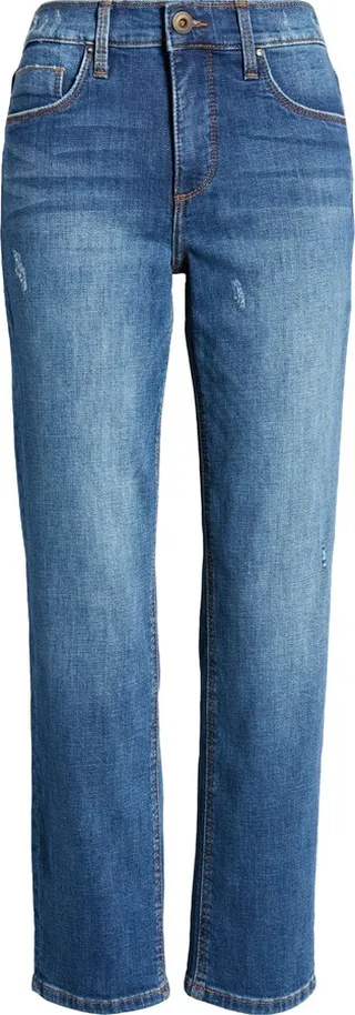 Brandon Distressed High Waist Ankle Straight Leg Jeans