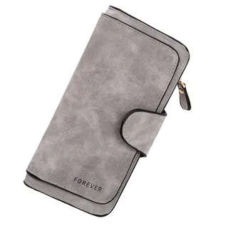 PU Leather Trifold Wallet Grey 